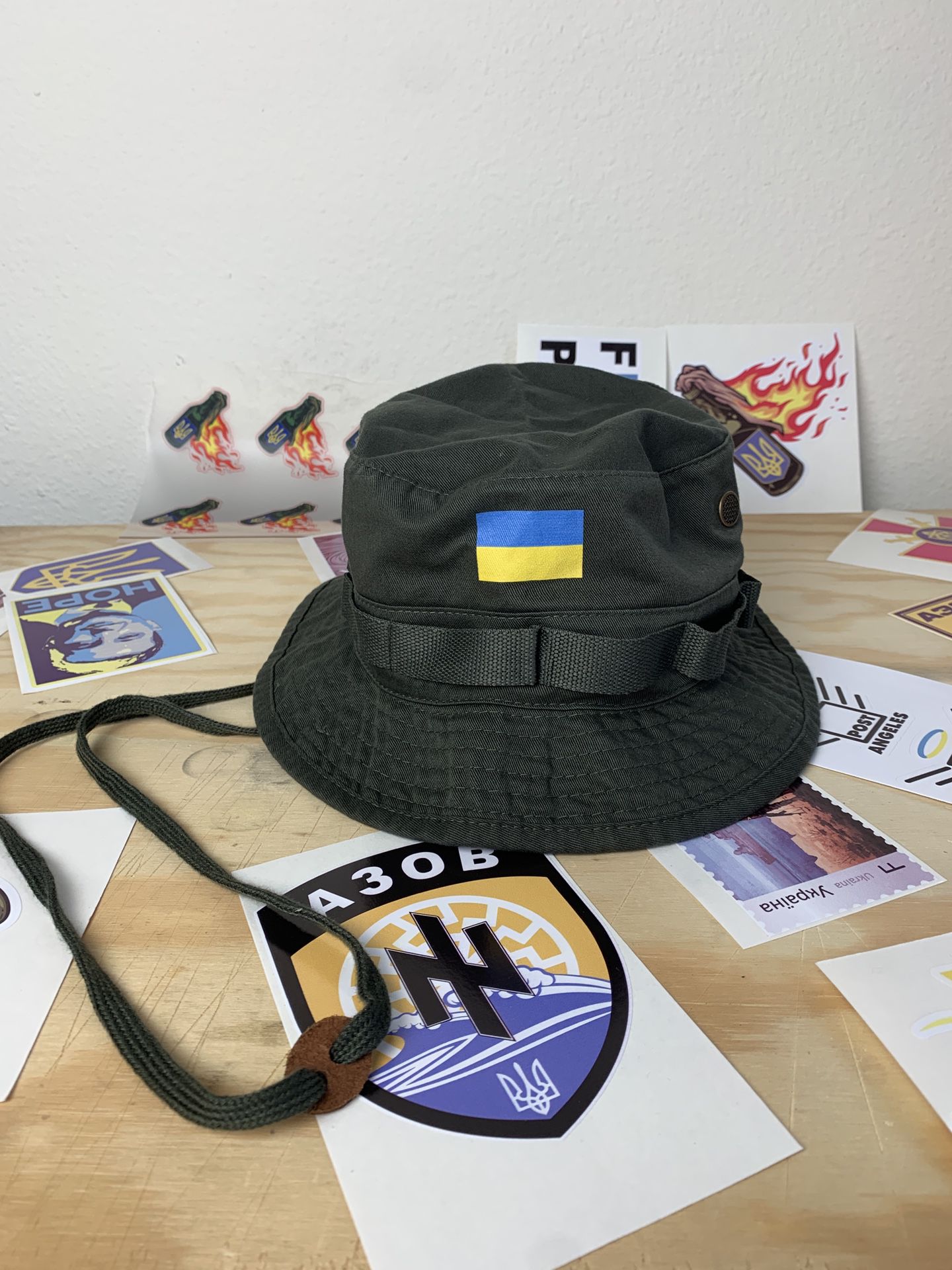Ukraine flag Army Bucket Hat ZSU AZOV Olive