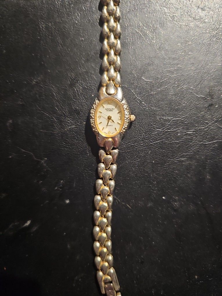 Vintage Adolfo Diamond Bezel Ladies Watch