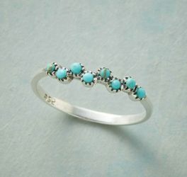 925 Solid Sterling Silver Reconstituted Turquoise Ring
