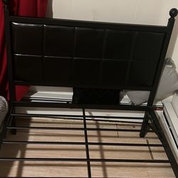 Twin Bed Frame That Folds With Leather Headboard 