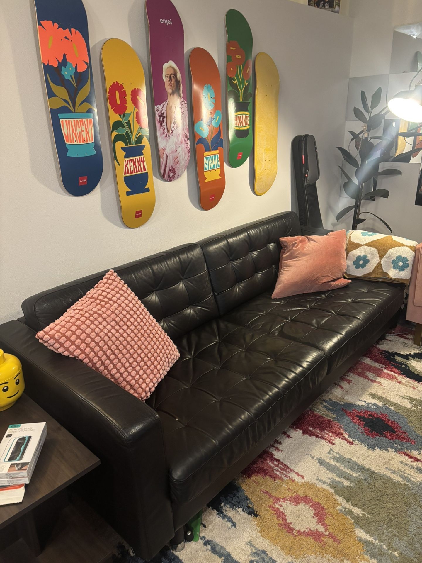 Black leather IKEA Morabo Couch