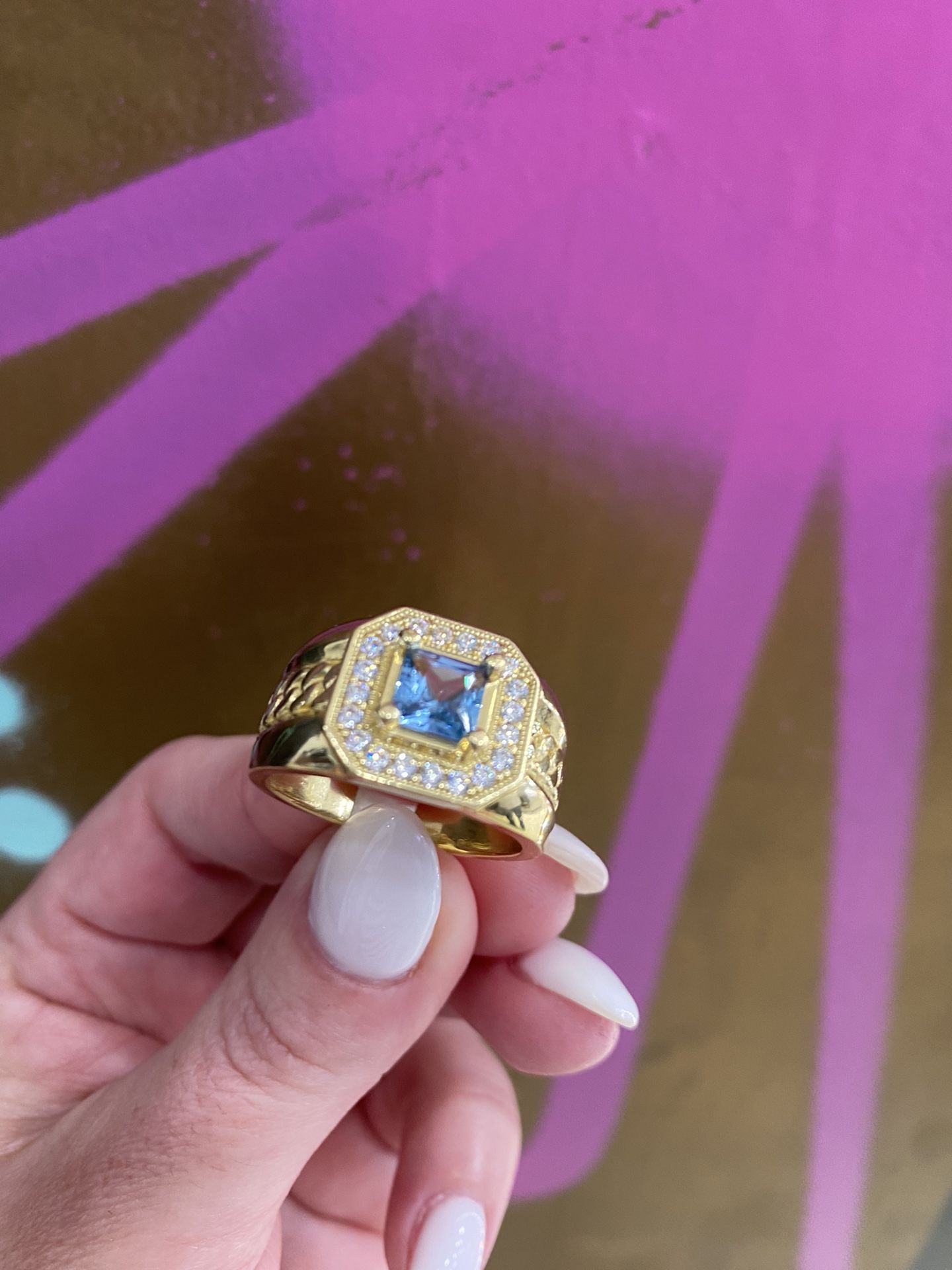 14k BLUE STONE RING