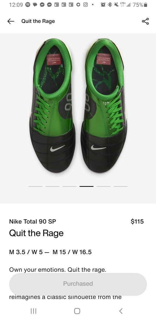 Nike Total 90 SP (Quit The Rage) Sz 11 Mens