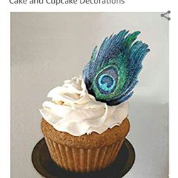 Edible peacock feather wafers for cake decorating