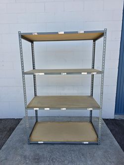 Warehouse Quality  48 in W x 24 in D Used Steel Boltless 4 Tier Level Supply Office Storage Rack Delivery Available