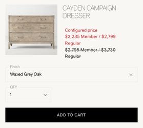 RH CAYDEN CAMPAIGN 3 DRAWER DRESSER  WAXED GRAY OAK for Sale in Playa Del  Rey, CA - OfferUp
