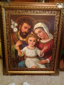 Picture of baby Jesus his mother Mary and Joseph