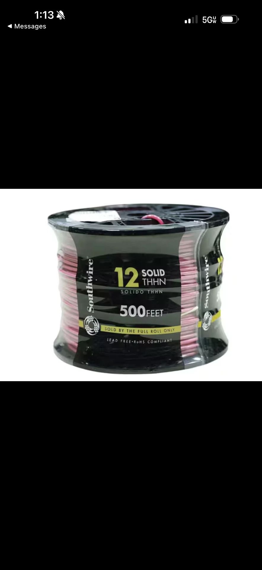 Southwire 500 ft. 12 Red Solid CU THHN Wire 11589958