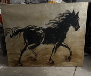 Large Black Horse Canvas Painting