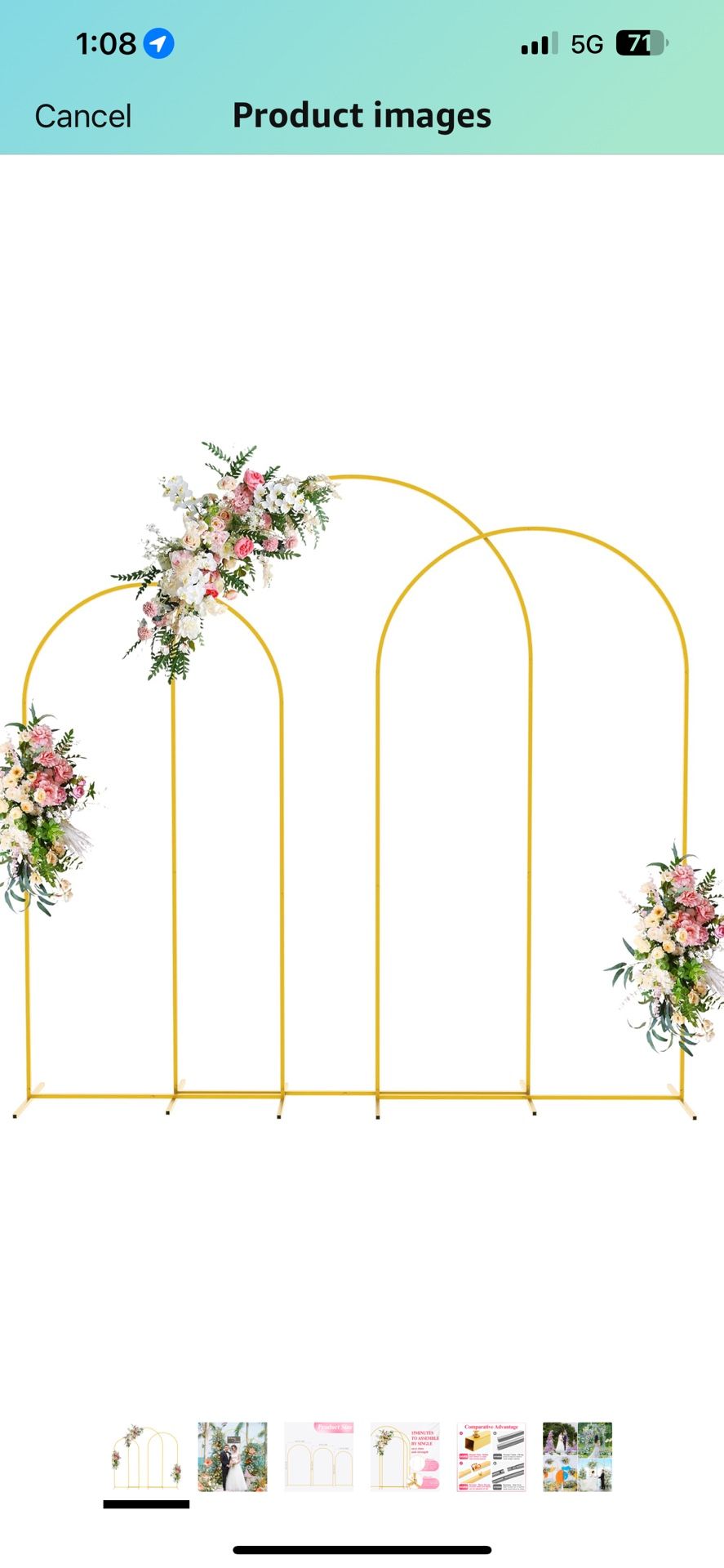 Wedding Arch Backdrop Stand 8FT, 7.2FT, 6.6FT Set of 3 Gold Metal Arch Backdrop Stand for Wedding Ceremony Baby Shower Birthday Party Garden Floral Ba