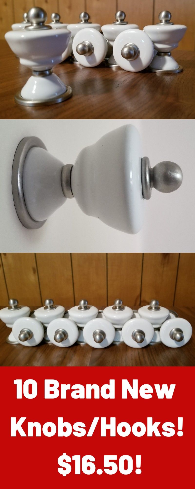 WOW! Set of 10 Brand New Knobs / Hooks for walls, cabinets or furniture!