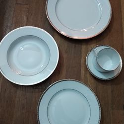Designed By Tiffany And Co Platinum Band Limoges Frances 5 Piece Place Setting