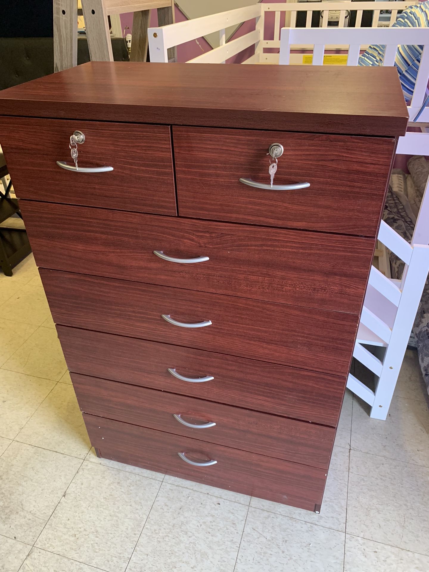 New Mahogany Chester With Two Keyed Locks On Top Drawer