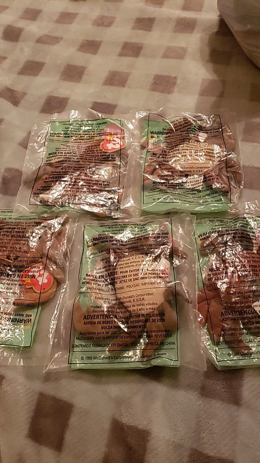 Set of 5 " Claude the Crab" McDonald's mini TY babies