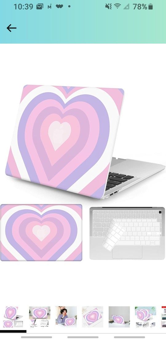 Compatible with MacBook Air 13 Inch Case2022 2021 2020 2019 2018 Release A1932 A2179 M1 A2337 Touch ID,Cute&Colourful Heart Plastic Hard Shell Case wi