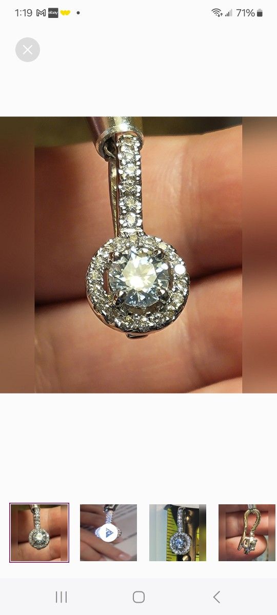 1.21 Ct Vvs1:= BLUE WHITE ROUND CUT MOISSANITE DIAMOND 925 HALO SILVER P