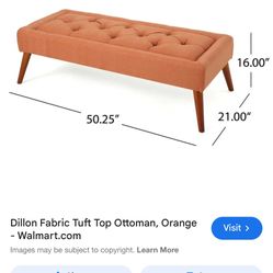 Dillon Fabric Tuft Top Ottoman, Orange 