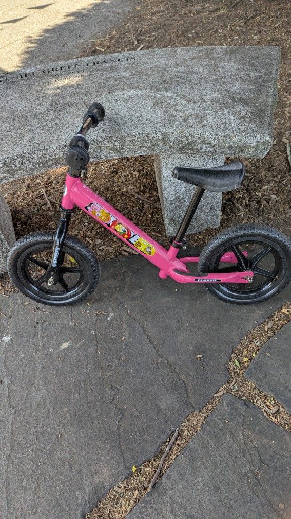 Pink Strider Balance Bike Bicycle Girls