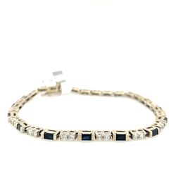 14KT White Gold Diamond Sapphire 7 1/2” Bracelet12.50g I-706 