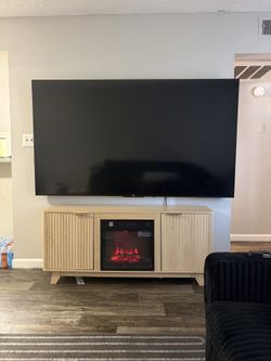 LUXURY TV STAND BUILT IN FIREPLACE FITS UP TO 55Inch Tv