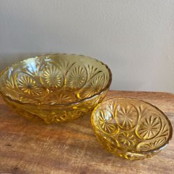 Vintage 1960s Anchor Hocking Amber Glass Bowl Set (2 Pieces) – MCM