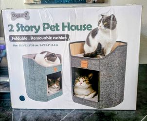 Two Story Pet House with Cushions fir Cats and Small Pets