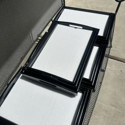 3 Piece Set Black Bamboo Trays 