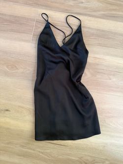 O.VIANCA Black Satin Mini Dress Size XS