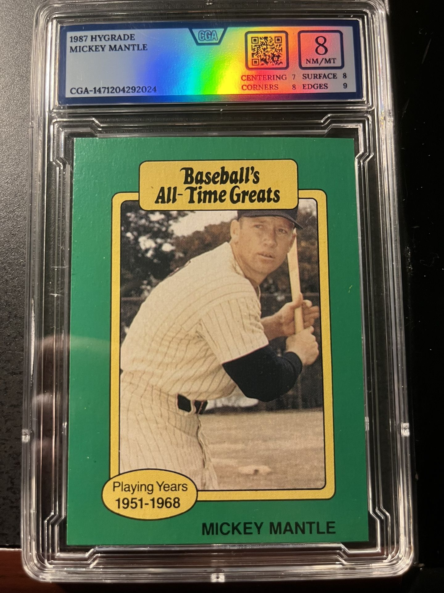 Mickey Mantle 1987 All Time Greats Card-Graded