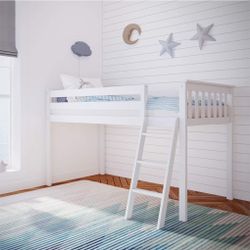 🔥🔥Max & Lily Low Loft Bed, Twin Bed Frame For Kids, White