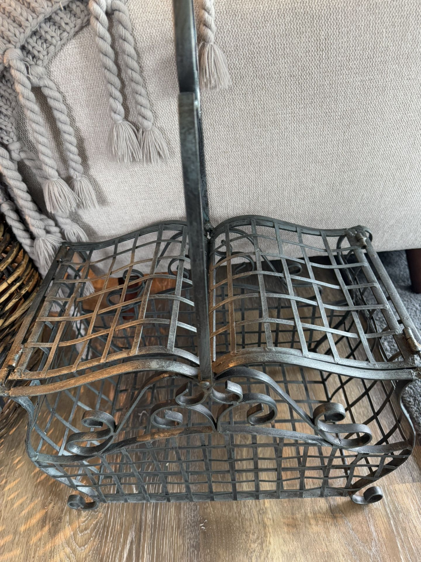 Rustic Large Wrought iron Basket/log Holder