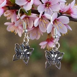 Delicate Filigree Butterfly Dangle Earrings in Sterling Silver