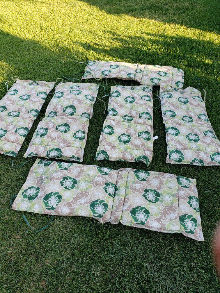 Vintage Green Floral Stripes Patio Seat Cushions