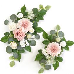 WEIERYUE(Pack of 2) Artificial Flowers Decorations,Artificial Arch Backdrop Garlandfor Ceremony Party Reception Entrance Welcome Easel Door Floral Dec