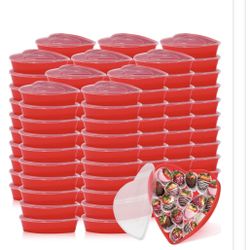  Brand New, Factory Sealed 100 Pieces Of Heart Shaped Food Containers