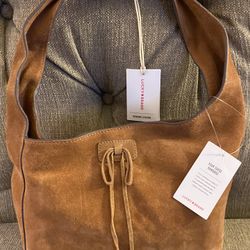 New With Tags Lucky Brand Rust Suede Leather Small Hobo Bag Handbag