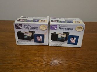 Sarah Peyton Solid Glass Photo Coasters Set of 2