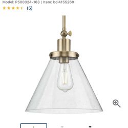New set of 2 seeded glass pendant lights with 12 inch glass shades in vintage brass 