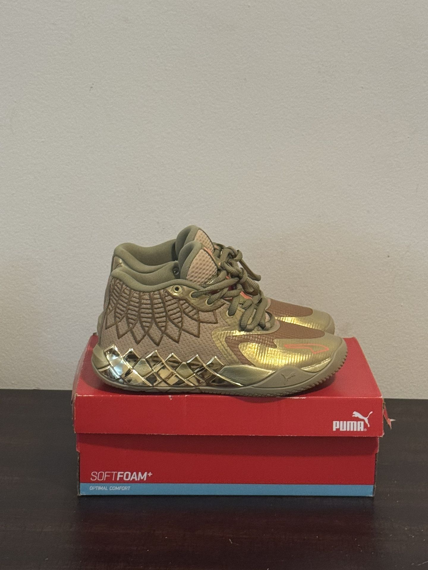 PUMA Kids Mb.01 Golden Child Basketball Sneakers Shoes Court - Gold - Size 5