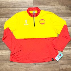 Team Spain Soccer FIFA World Cup Qatar 2022 Quarter Zip Pullover Mens 2XL