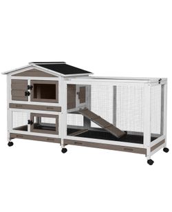 Indoor Rabbit Hutch AIR19, Outdoor Bunny Cage, 9.6ft² - One Run Rabbit Hutch