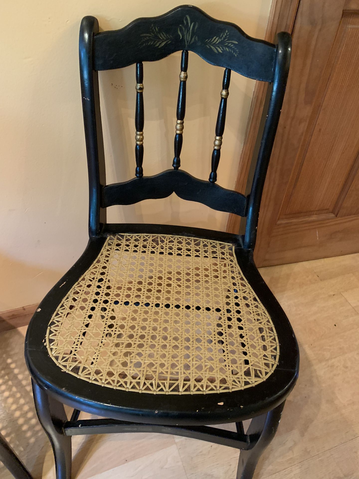 Vintage Antique Caned Side Chairs - Black (set of 2)