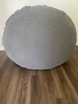 Large Gray Plush Bean Bag Chair