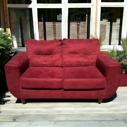 Mid Century Modern Loveseat Sofa Couch Red