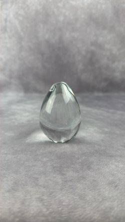 VTG Clear Art Glass Teardrop Paperweight Polished Bottom READ
