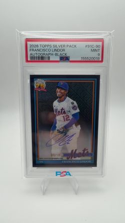 2026 Topps Silver  FRANCISCO LINDOR Black Mojo Refractor Auto /10 PSA 9 POP 1