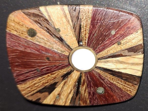 Handmade Wood Sunburst Wood Belt Buckle On Brass