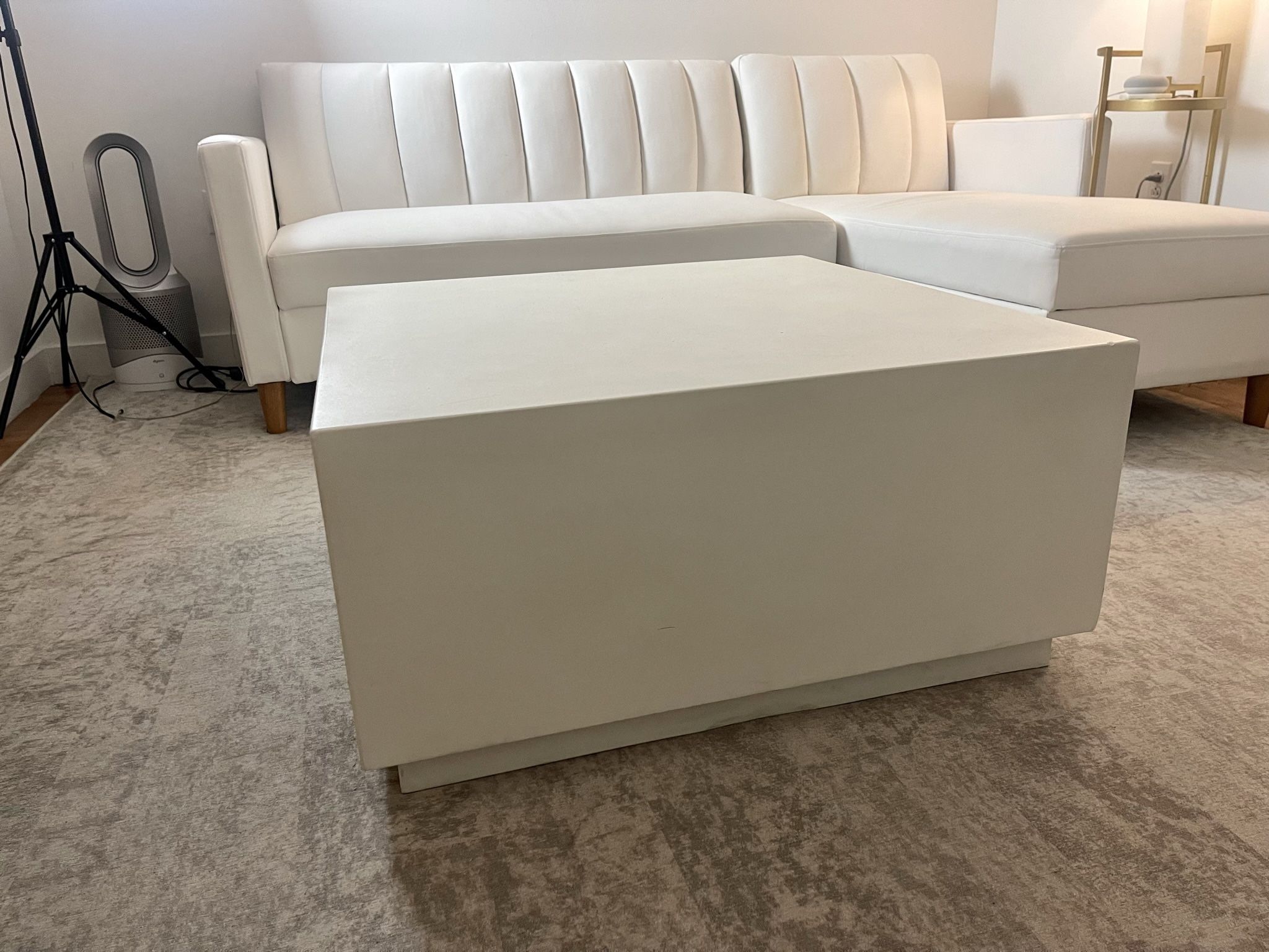 CB2 Matte Ivory Cement Square Coffee Table