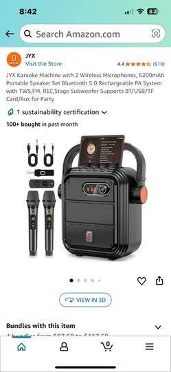 New In Box  Portable Karaoke Speaker, Comes With 2 New Wireless Microphones.🎤 