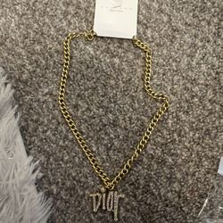 Gold Chain Rhinestone Necklace 